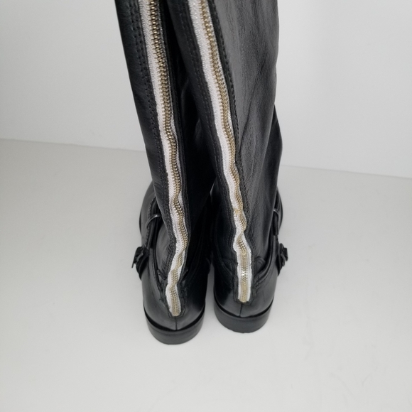 MATISSE NWOT Wide Calf Black Leather Moto Riding Boot with Back Zipper - Picture 7 of 9